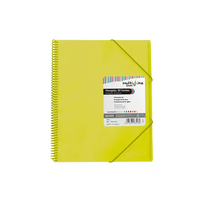 Gran Oferta CARPETA GRAFOPLÁS CON 50 FUNDAS MAXIPLÁS PP MULTILINE - Amarillo