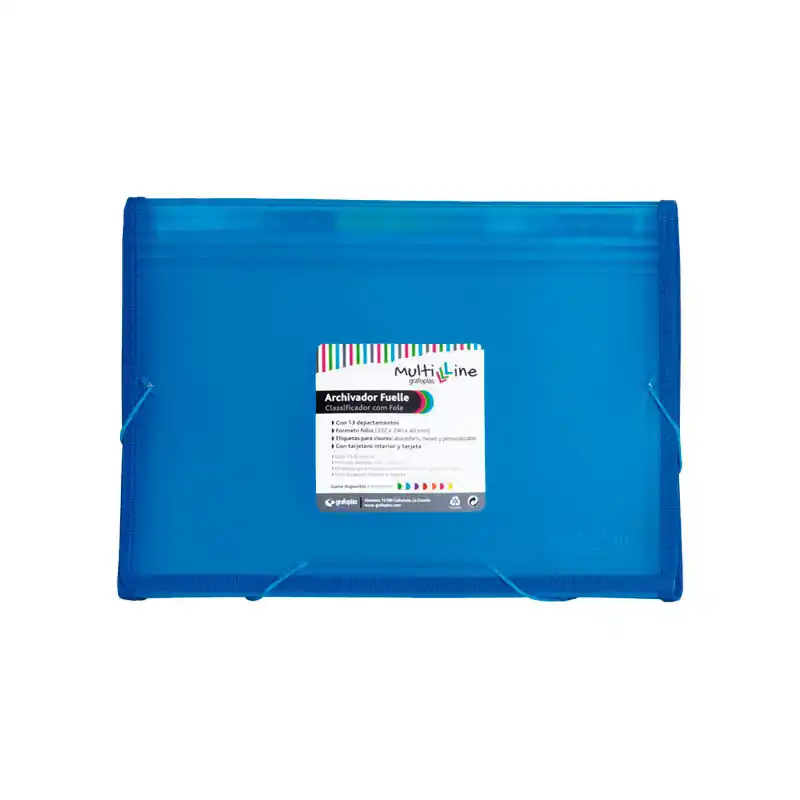 CARPETA CLASIFICADORA GRAFOPLAS CON FUELLE "MULTILINE" - Azul Súper Precio
