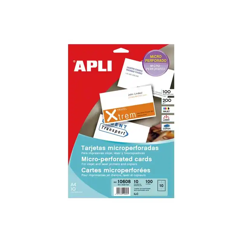 BLÍSTER 10h TARJETAS DE VISITA APLI MATE MICROPERFORADAS Exclusivo