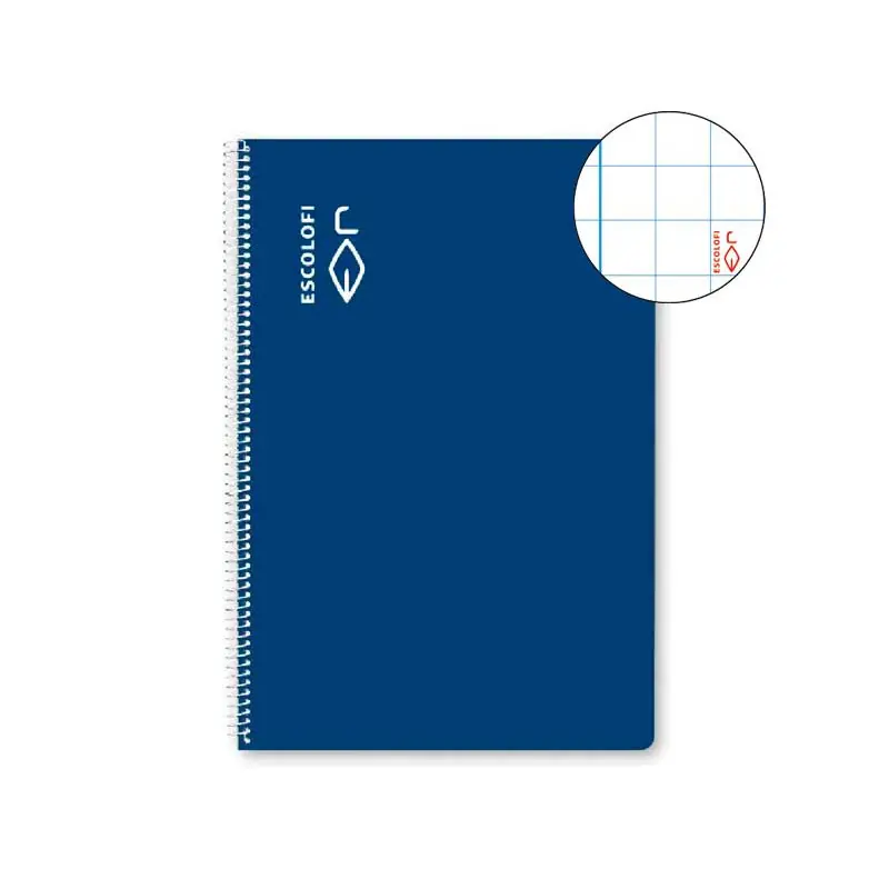 Auténtico CUADERNO ESPIRAL 100h ESCOLOFI Fº 8x8 CON MARGEN - Azul