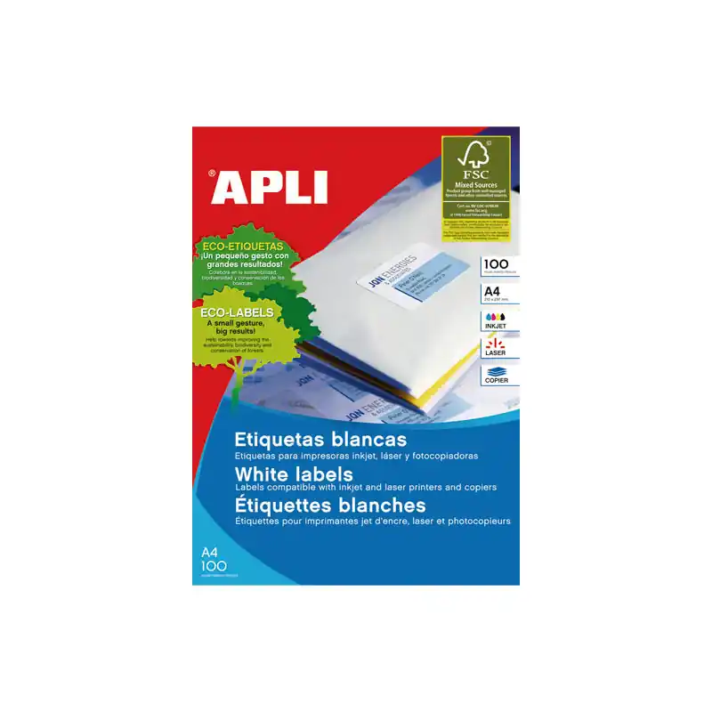 Promoción CAJA 100h ETIQUETAS POLIVALENTES APLI 70x71,9mm