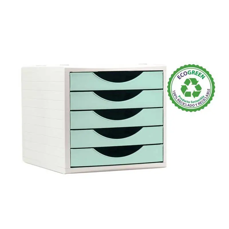 MÓDULO ARCHIVO 2000 5 CAJONES PASTEL ECOGREEN - Verde Pastel Certificado