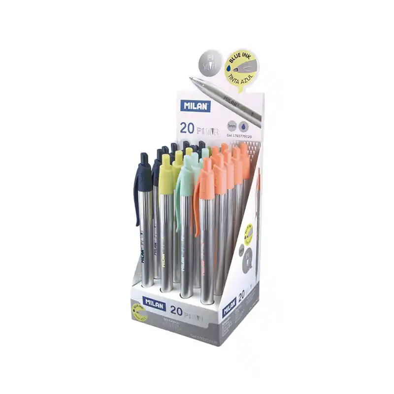 EXPOSITOR 20 BOLÍGRAFOS MILAN P1 SILVER Barato