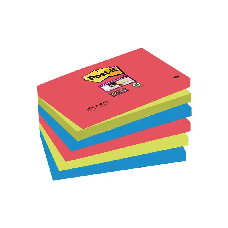 PACK 6 BLOC NOTAS POST-IT SUPER STICKY BORA BORA 76x127mm Entrega Rápida