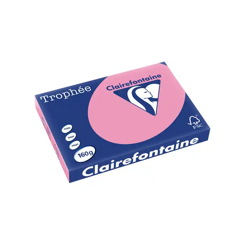Novedad PAQUETE 250h PAPEL TROPHÉE CLAIREFONTAINE 160gr A3 PASTEL - Rosa Fuerte