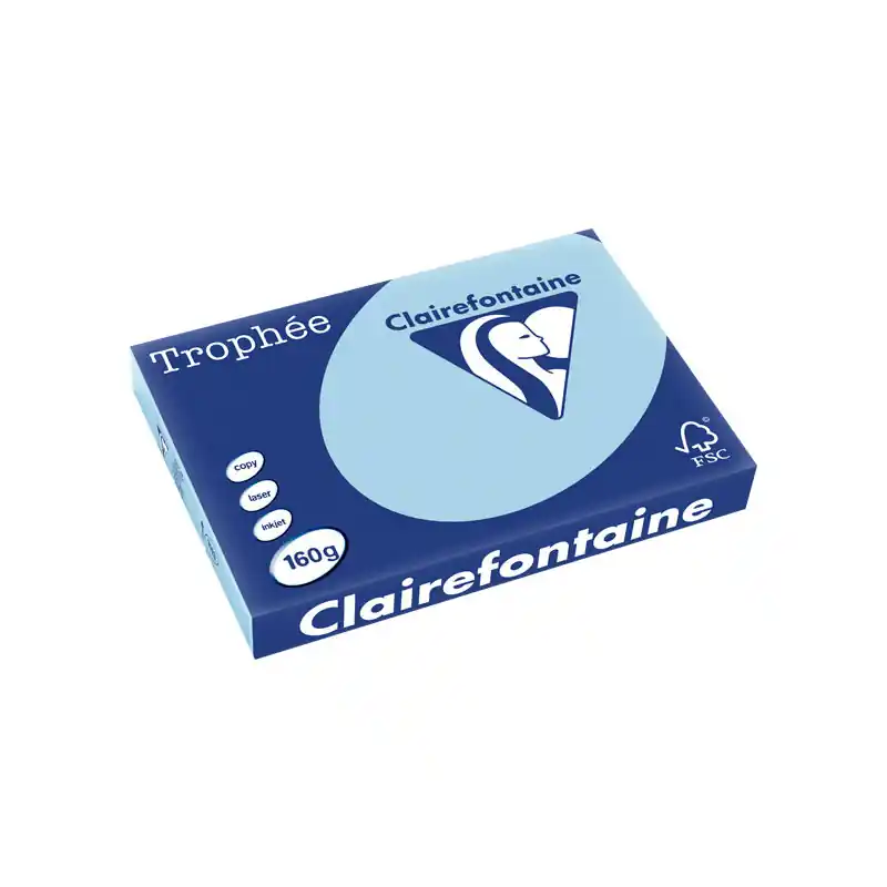 Disponible Ahora PAQUETE 250h PAPEL TROPHÉE CLAIREFONTAINE 160gr A3 PASTEL - Azul claro