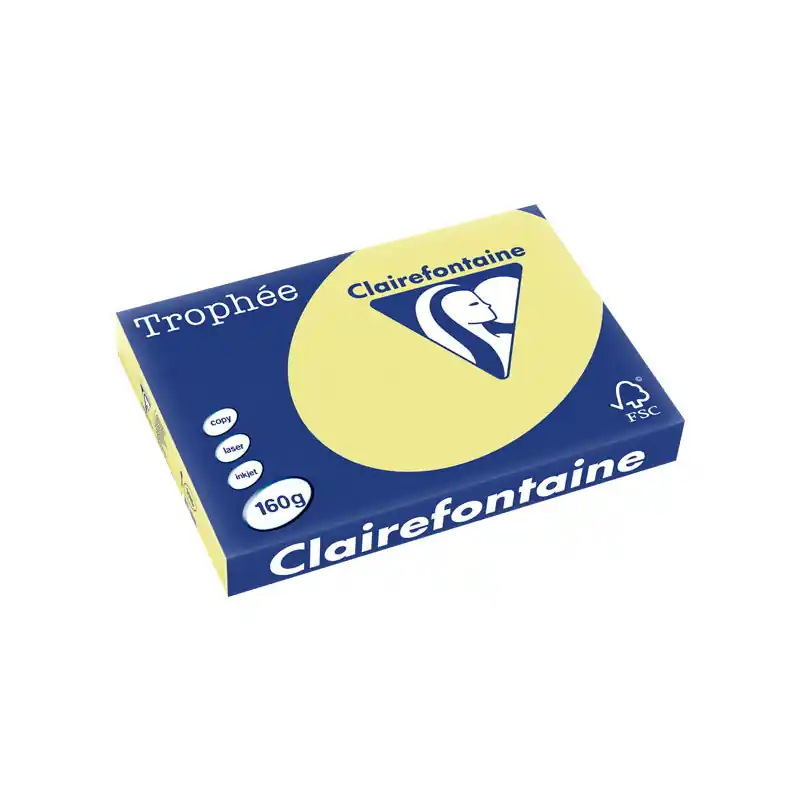 PAQUETE 250h PAPEL TROPHÉE CLAIREFONTAINE 160gr A3 PASTEL - Amarillo Original
