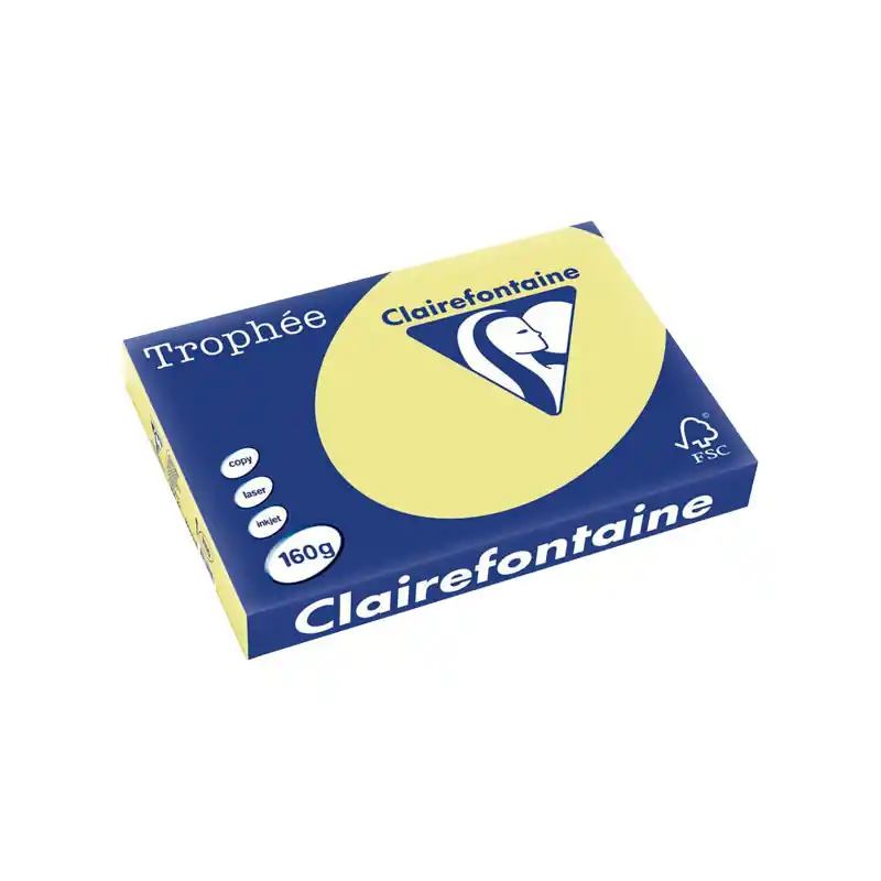 PAQUETE 250h PAPEL TROPHÉE CLAIREFONTAINE 160gr A3 PASTEL - Amarillo canario Oferta Especial