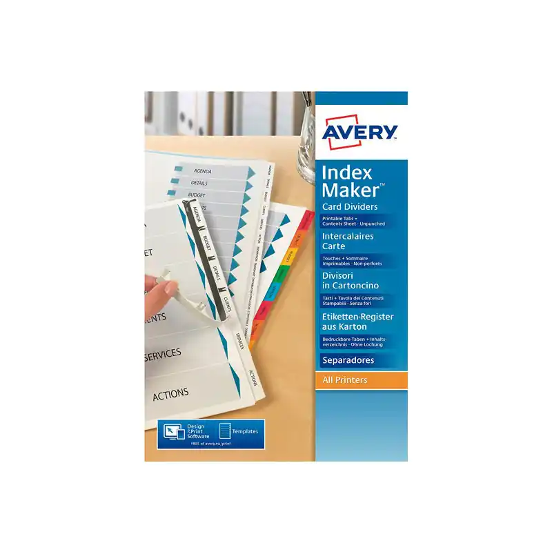 SEPARADORES SIN PERFORAR AVERY INDEX MAKER 6 POSICIONES Novedad