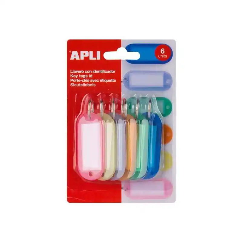Marca Reconocida BLÍSTER 6 LLAVEROS APLI TRANSLÚCIDO