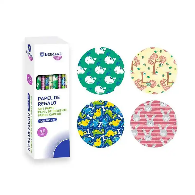 Precio Económico CAJA 40 ROLLOS PAPEL DE REGALO INFANTIL 3m