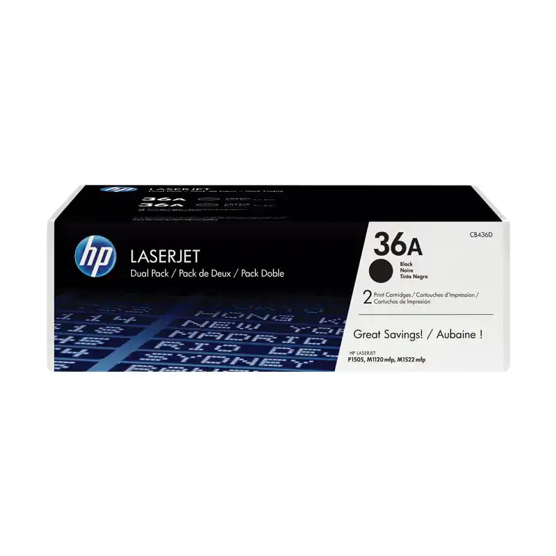 Compra Hoy PACK DE AHORRO DE 2 CARTUCHOS DE TÓNER ORIGINAL LASERJET HP 36A