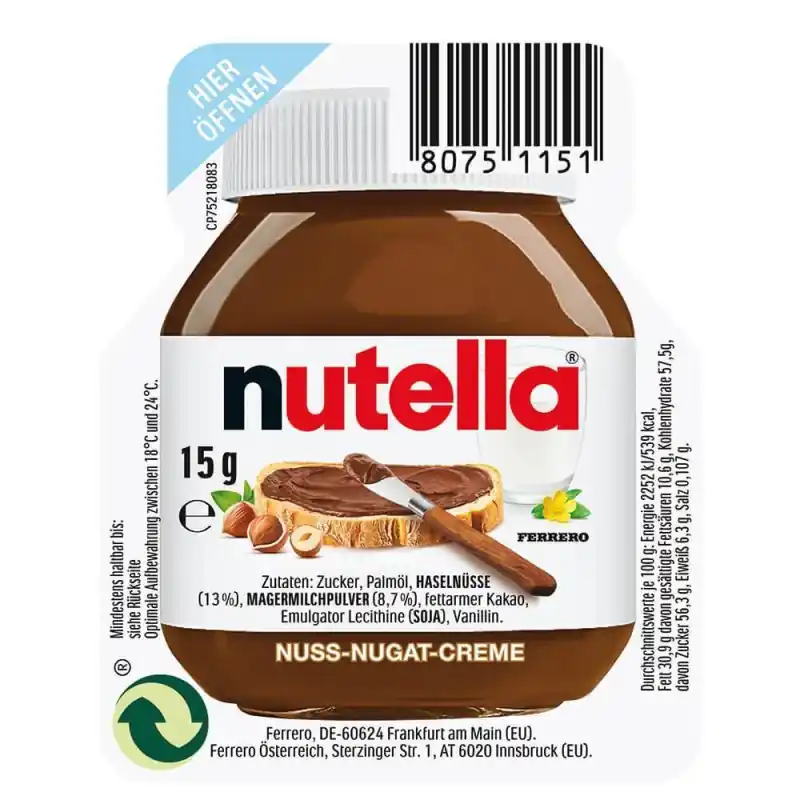 CAJA 120 TARRINAS NUTELLA 15gr Liquidación