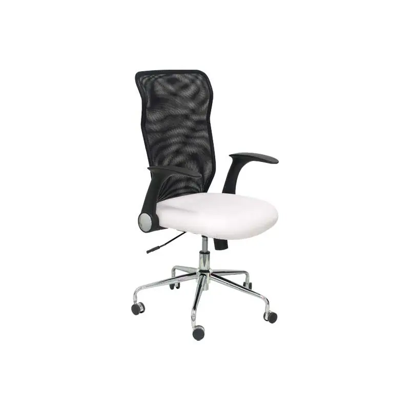 Original SILLA MINAYA SÍMILPIEL CON BRAZOS MALLA NEGRA - Blanco
