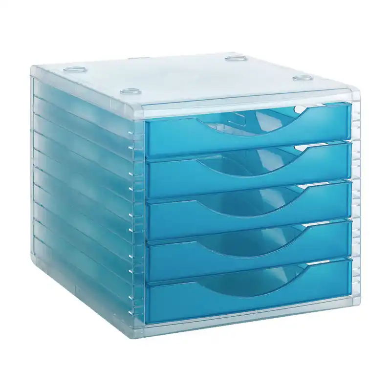 MÓDULO ARCHIVO 2000 5 CAJONES TRANSLÚCIDOS - Azul maldivas Rebajas