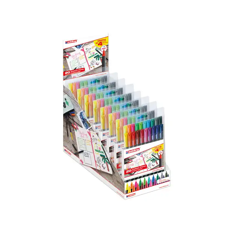 Disponible Ahora EXPOSITOR 8 ESTUCHES 16+4 ROTULADORES EDDING 1200