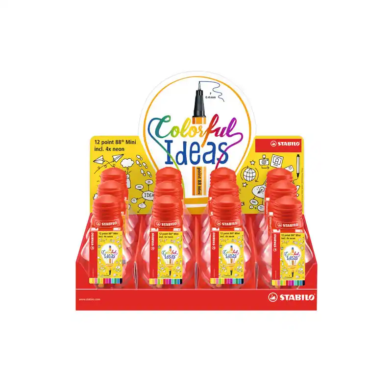Artesanal EXPOSITOR 12 BOMBILLAS STABILO MINI POINT 88 COLORFUL IDEAS