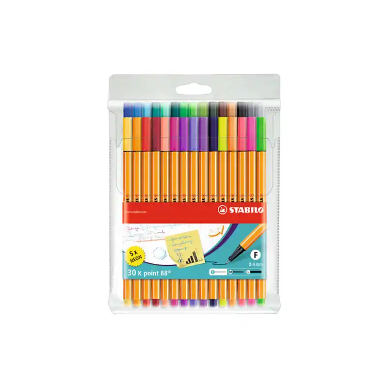 ESTUCHE PLÁSTICO 30 ROTULADORES STABILO POINT 88 Artesanal