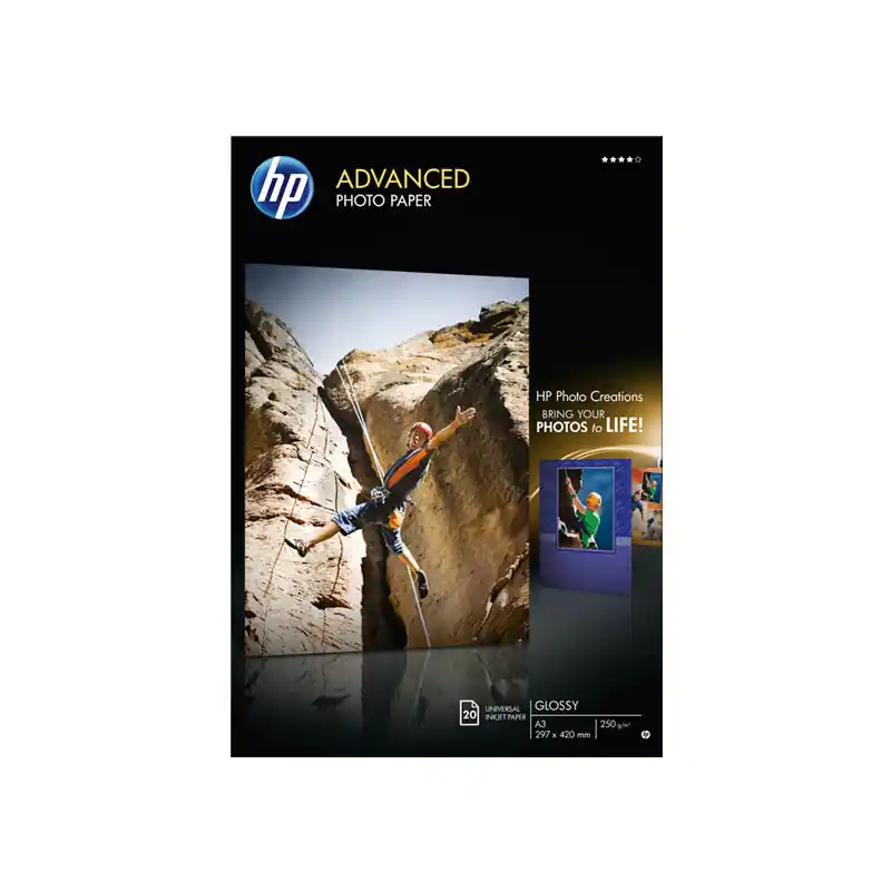 Precio Rebajado PAQUETE 20h PAPEL FOTOGRÁFICO HP ADVANCED A3 250gr