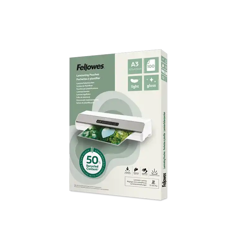 Profesional CAJA 100 FUNDAS DE PLASTIFICAR FELLOWES A3 BRILLO