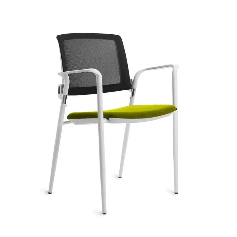 SILLA CONFIDENTE ROCADA RESPALDO MALLA ESTRUCTURA BLANCA - Verde De Moda