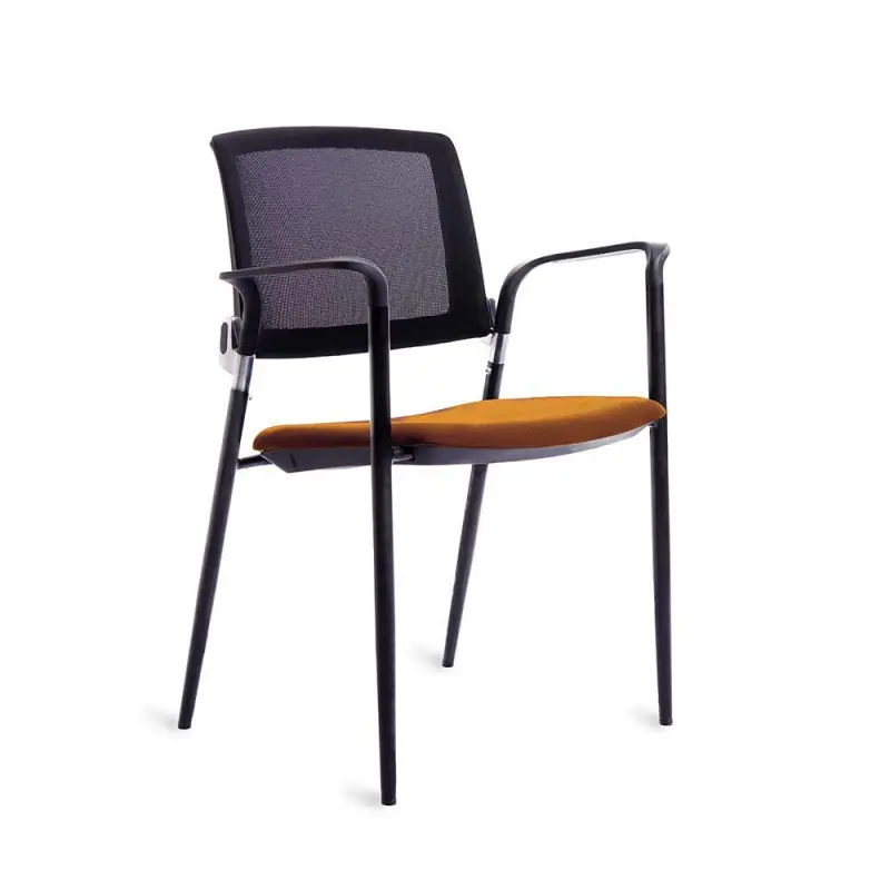 Solo Hoy SILLA CONFIDENTE ROCADA RESPALDO MALLA ESTRUCTURA NEGRA - Naranja