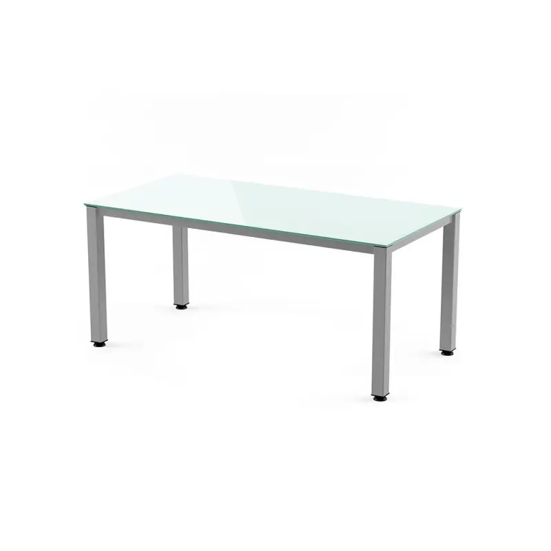 Liquidación MESA ROCADA "EXECUTIVE" ESTRUCTURA GRIS - Cristal blanco