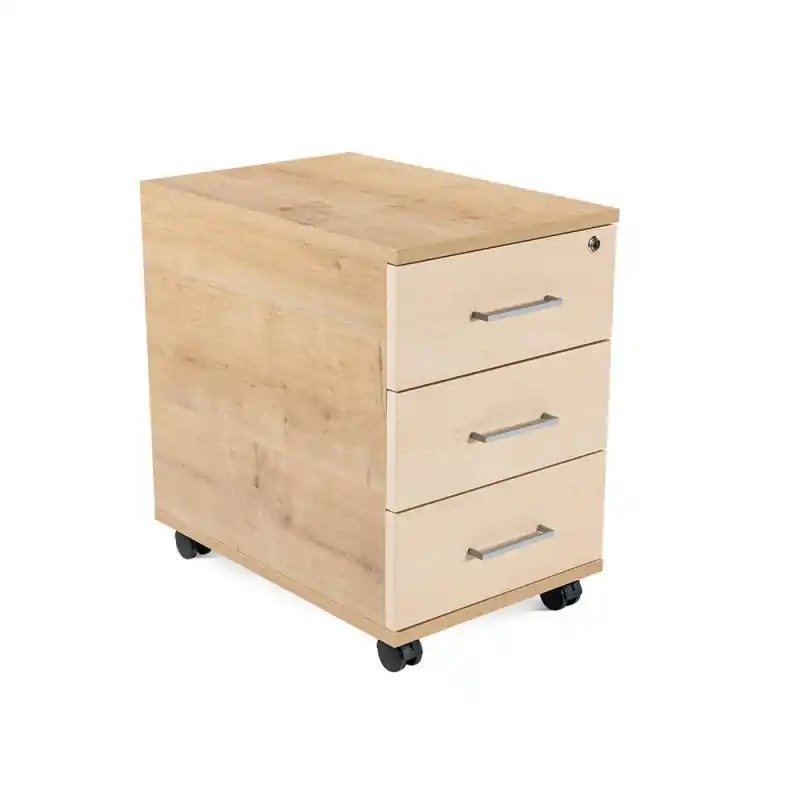 BUCK MÓVIL ROCADA "STORE" 3 CAJONES ESTRUCTURA ROBLE - Marrón haya Oferta Especial