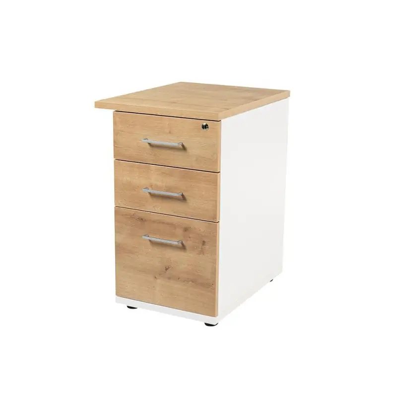 Promoción Exclusiva BUCK ROCADA "STORE" 2 CAJONES Y CARPETERO ESTRUCTURA BLANCA - Roble