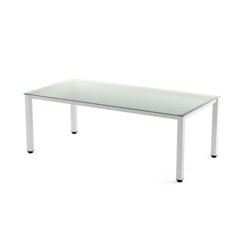 Envío Internacional MESA ROCADA "EXECUTIVE" ESTRUCTURA BLANCA - Cristal translúcido