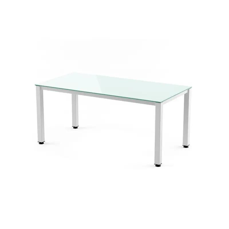 Mayoreo MESA ROCADA "EXECUTIVE" ESTRUCTURA BLANCA - Cristal blanco