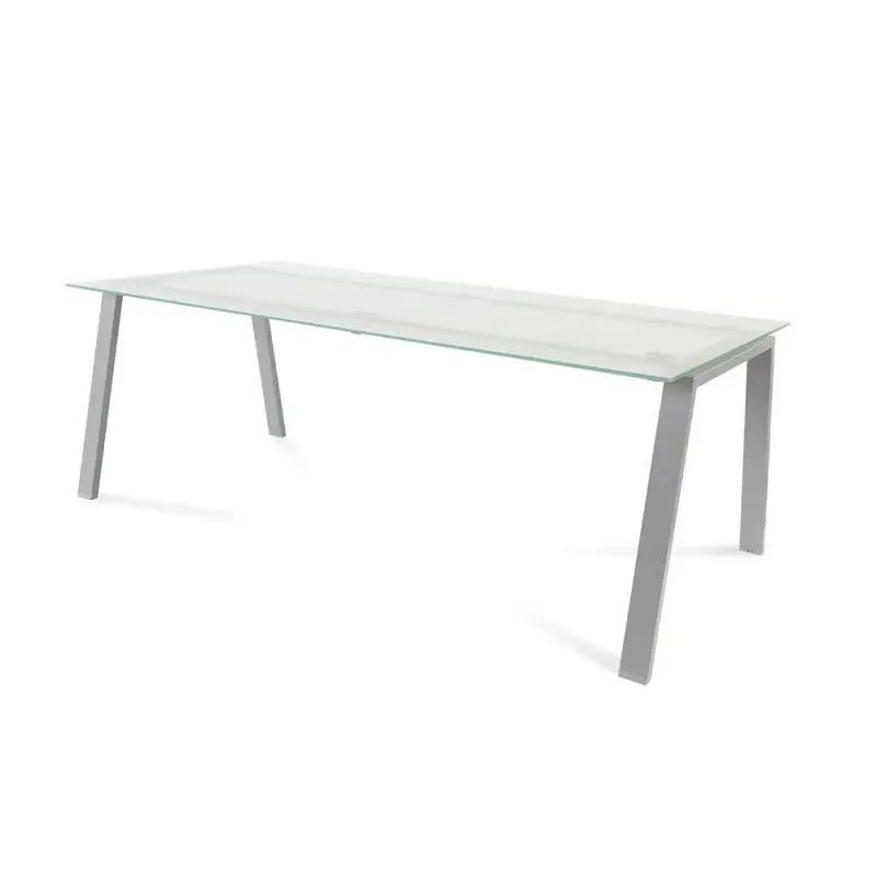 MESA ROCADA "BLANCA" ESTRUCTURA GRIS - Cristal translúcido Súper Precio