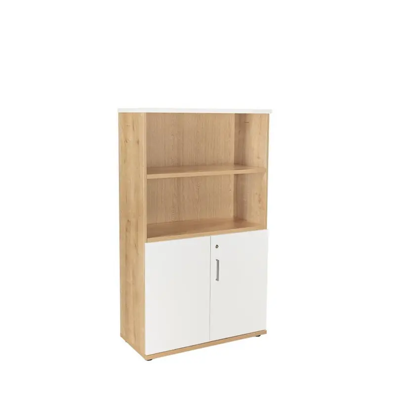 ARMARIO DE MADERA ROCADA CON PUERTAS BAJAS ESTRUCTURA ROBLE - Blanco Compra Hoy