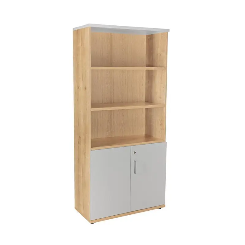 ARMARIO DE MADERA ROCADA CON PUERTAS BAJAS ESTRUCTURA ROBLE - Gris Rebajas