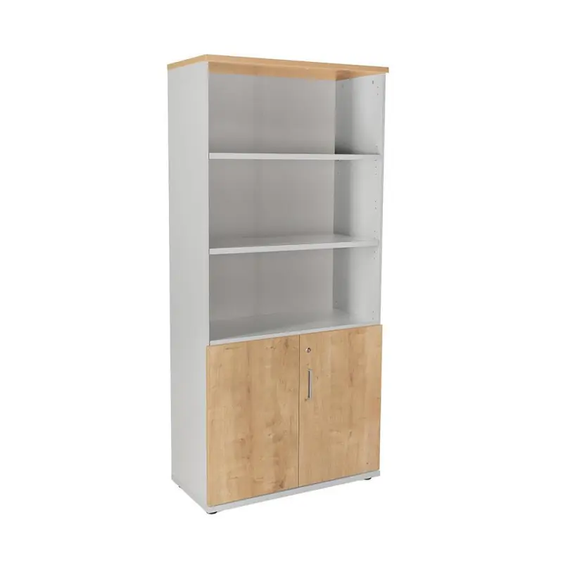 ARMARIO DE MADERA ROCADA CON PUERTAS BAJAS ESTRUCTURA GRIS - Roble Última Versión