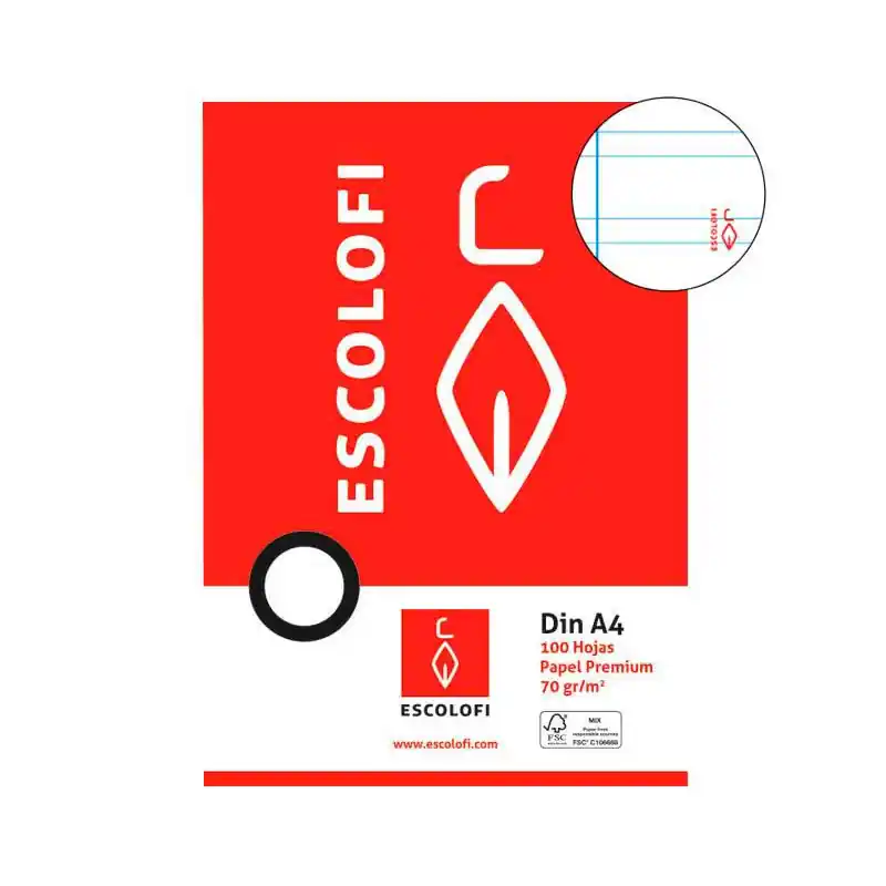 RECAMBIO 100h ESCOLOFI A4 PAUTA 3,5 CON MARGEN Envío Internacional
