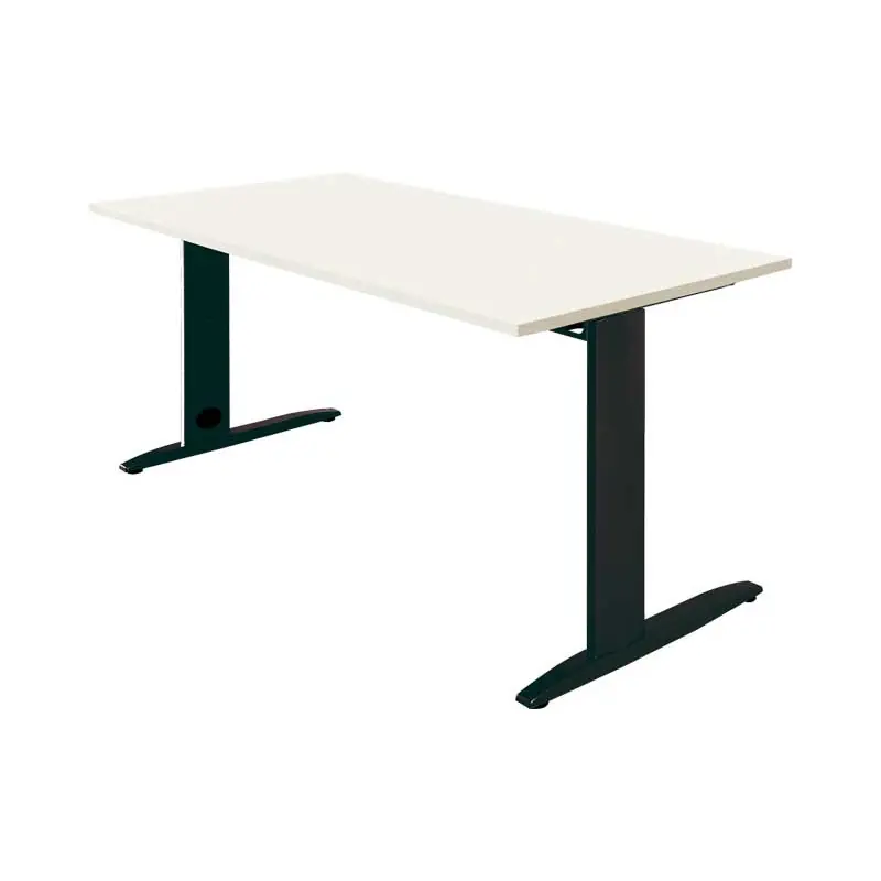 MESA OPERATIVA CARVING 200x80cm ESTRUCTURA METÁLICA NEGRA - Blanco Devolución Gratuita