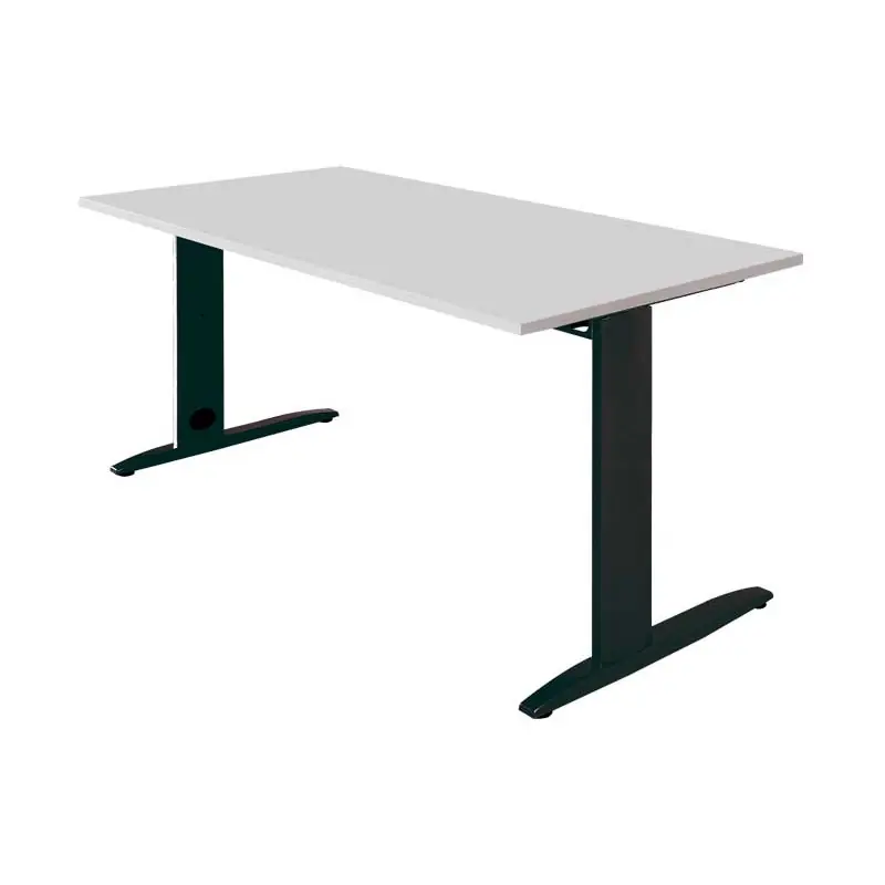 MESA OPERATIVA CARVING 160x80cm ESTRUCTURA METÁLICA NEGRA - Gris Moderno