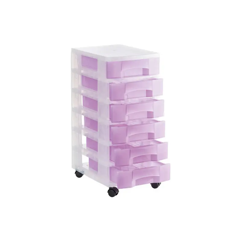 TORRE DE ALMACENAJE ARCHIVO 2000 6 CAJONES CON RUEDAS - Violeta malva A Buen Precio