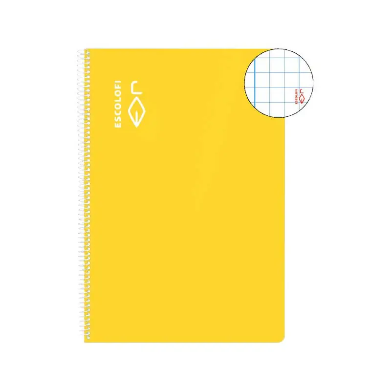 Moderno CUADERNO ESPIRAL 100h ESCOLOFI Fº 6x6 CON MARGEN - Amarillo