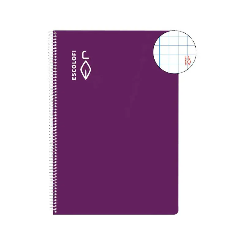 CUADERNO ESPIRAL 100h ESCOLOFI Fº 6x6 CON MARGEN - Violeta De Moda