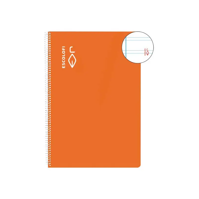 CUADERNO ESPIRAL 100h ESCOLOFI Fº PAUTA 2,5 CON MARGEN - Naranja Tendencia