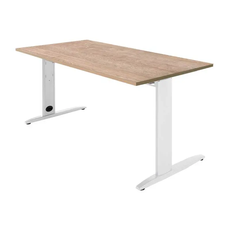 No Te Lo Pierdas MESA OPERATIVA CARVING 180x80cm ESTRUCTURA METÁLICA BLANCA - Olmo