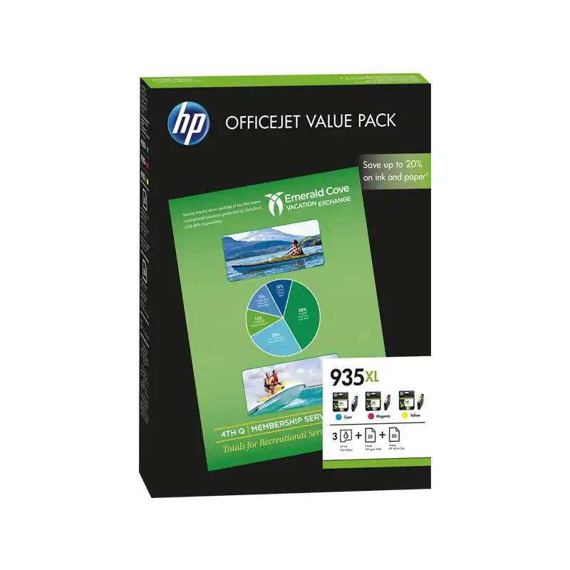 PACK DE AHORRO DE 3 CARTUCHOS DE TINTA ORIGINAL HP 935XL DE ALTA CAPACIDAD + PAPEL A4 Ordenar Ahora Mismo