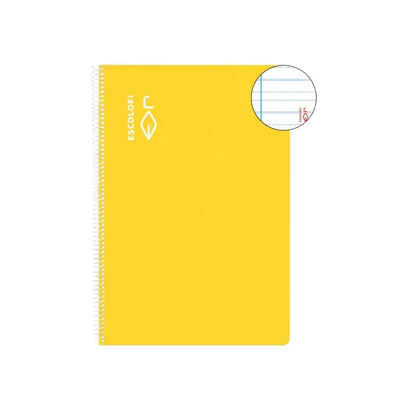 CUADERNO ESPIRAL 100h ESCOLOFI Fº MONTESSORI 3,5 CON MARGEN - Amarillo Alta Calidad