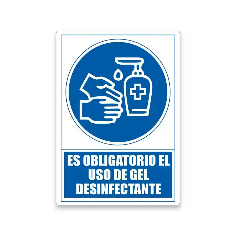 PLACA ARCHIVO 2000 "OBLIGATORIO EL USO DE GEL DESINFECTANTE" Máxima Calidad