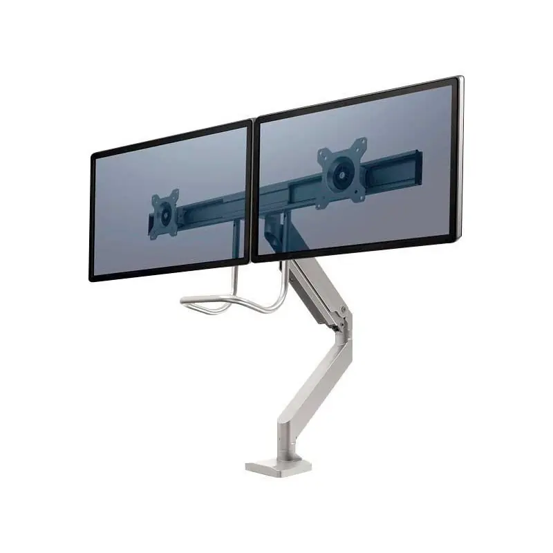 BRAZO DOBLE MONITOR FELLOWES EPPA™ CON TRAVESAÑO - Plata Garantía Incluida