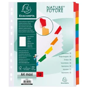 Imprescindible (Must-Have) Exacompta separador de cartulina blanca+pestala de color A4+ 12posiciones ref.4312e