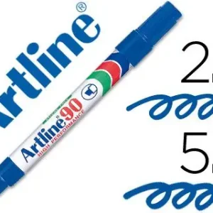 Compra Hoy Rotulador Artline Marcador Permanente Ek-90 Azul -Punta Biselada 5 mm -Papel Metal y Cristal