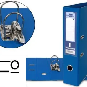 Archivador de Palanca Liderpapel Folio Documenta Forrado Pvc con Rado Lomo 75Mm Azul Compresor Metalico Oferta Especial